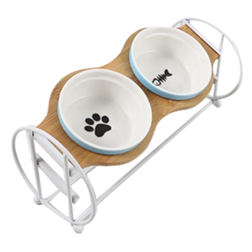Verstellbares und erhöhtes 2-teiliges Katzenfutter-Set mit abnehmbarem Eisenständer für Nackenschutz, leicht zu reinigender Futternapf, geeignet für Hunde und Katzen von Generisch