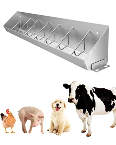 Viehfuttertrog für Schweine, Kälber, Hühner, Hunde, langlebiger Futterspender für den Außenbereich mit mehreren Löchern, große Kapazität, Futterschale für den Bauernhof von Generisch
