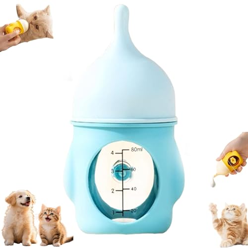 Visulong Leak-Proof Squeezable Kitten Bottle, Puppy Bottles for Nursing, Reusable Anti-Choking Silicone Pet Puppy Milk Bottle Nursing Kit, for Kittens Puppies Small Animals (Blue,20ml/0.7oz) von Generisch