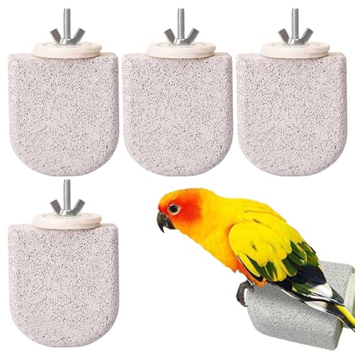 Vogel Sitzstangen Für - 4er Set Vulkangestein Gefrorene Sittichkäfig Sitzstange | Nagestab Krallenpflege Für Unzertrennliche Conure - für Nymphensittich und Unzertrennlicher von Generisch
