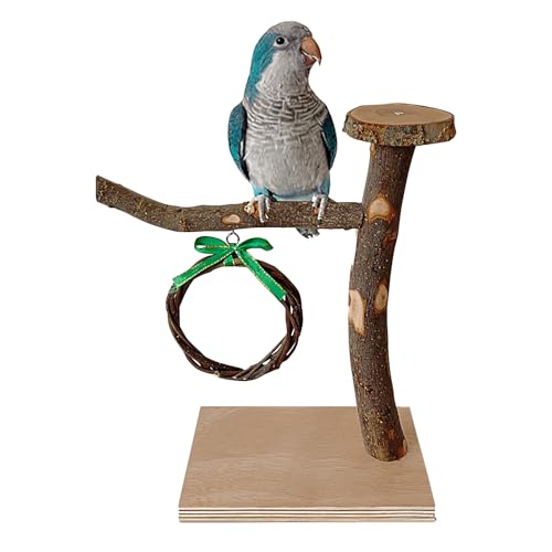 Vogel-Spielplatz-Ständer, Nymphensittich-Holz-Sitzstange, Vogelkäfig-Zubehör mit Schaukel und 2 Edelstahl-Schüsseln, Puzzle-Anreicherungsspielzeug für Kakadies Vogel-Spielplatz-Ständer, Nymphensittich-Holz-Sitzstange, Vogelkäfig-Zubehör mit Schaukel und 2 Edelstahl-Schüsseln, Puzzle-Anreicherungsspielzeug für Kakadies von Generisch