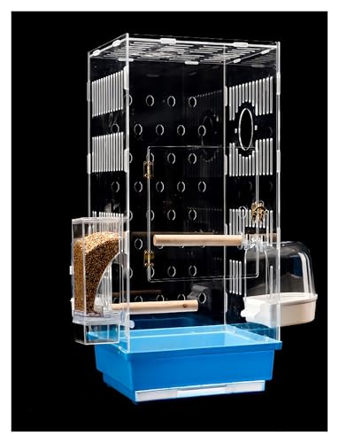 Vogel-Transportbox aus kristallklarem Acryl, Vogeltransporter, geeignet für alle Arten von kleinen und mittelgroßen Vögeln, 53,3 cm (Blau) von Generisch