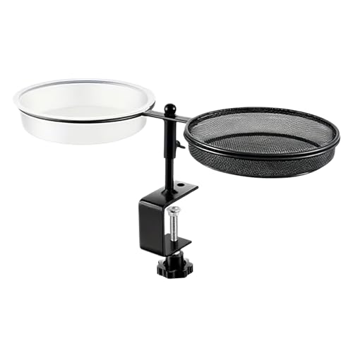 Vogelbäder für den Außenbereich – Außenwanne mit integriertem Futterspender | herausnehmbares Tablett mit Klemme und Wassernapf für Papageien und Kolibri von Generisch