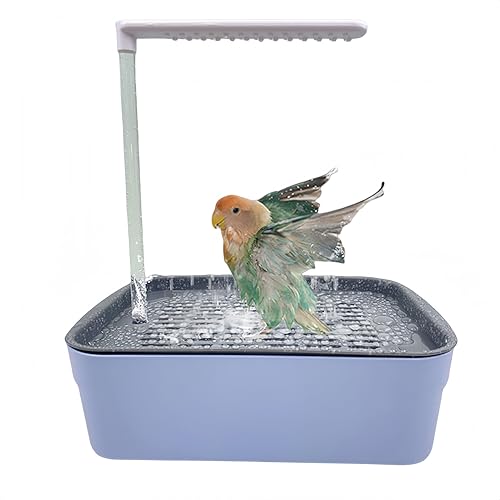 Vogeldusche Wellensittich Automatische Vogelbadewanne Mit USB Wasserzirkulation ABS Material Leicht Zu Reinigen Für Sittiche Nymphensittiche Und Andere Ziervögel Innenkäfig (Blau) von Generisch