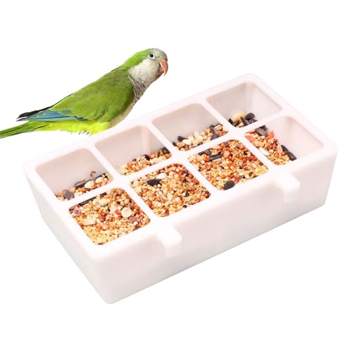 Vogelfutterstation – Vogel-Wasser-Futterspender für den Außenbereich, 8 Gitter gegen Verschütten, Käfig-Wasserspender, Haustierzubehör für Hof, Garten, Balkon, Hof, Terrasse, Pavillon, Deck von Generisch