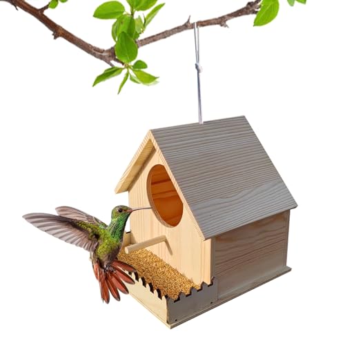 Vogelhaus Aus Holz | Nistkasten Für Vögel | Belüfteter Naturschlafkasten Mit Sitzstange Und Futterstelle Für Garten Park Außenbereich Weinberg Schulfarm Seeufer Vogelhaus Aus Holz | Nistkasten Für Vögel | Belüfteter Naturschlafkasten Mit Sitzstange Und Futterstelle Für Garten Park Außenbereich Weinberg Schulfarm Seeufer von Generisch