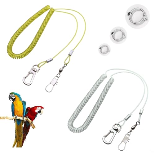 Vogelleine, Papageiengeschirr Leine, Papagei Anti Biss Vogelgeschirr, 5 m Papageienfußkette, Verstellbares Papageien-Trainingsseil, Vogel Geschirr Leine (2 Stück) (Weiß und Gelb) von Generisch