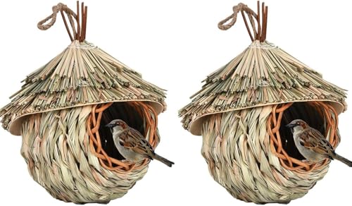 Vogelnester, Vogelhaus Zum Aufhängen, Wildvogelnest Für Den Außenbereich, Vogelnest Trockenes Schilfrohr Handgewebte Vogelhäuser Für Kohlmeisen, Spatz, Rotkehlchen, Zebrafinken - Vogel Unterschlupf Vogelnester, Vogelhaus Zum Aufhängen, Wildvogelnest Für Den Außenbereich, Vogelnest Trockenes Schilfrohr Handgewebte Vogelhäuser Für Kohlmeisen, Spatz, Rotkehlchen, Zebrafinken - Vogel Unterschlupf von Generisch