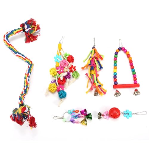 Vogelschaukel-Spielzeug, 6 Stück, Schaukel, Kauspielzeug, Hängespielzeug für Papageien, Vögel Vogelschaukel-Spielzeug, 6 Stück, Schaukel, Kauspielzeug, Hängespielzeug für Papageien, Vögel von Generisch