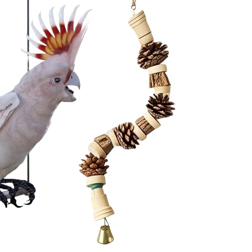 Vogelspielzeug Für Wellensittiche,Ananas-Nuss Kauspielzeug Für Vögel Mit Holz Kiefernzapfen - Holz Kiefernzapfen Schnur & Natürliche Landschaftsdekoration Für Nymphensittiche, Aras, Finken, Kakadus von Generisch