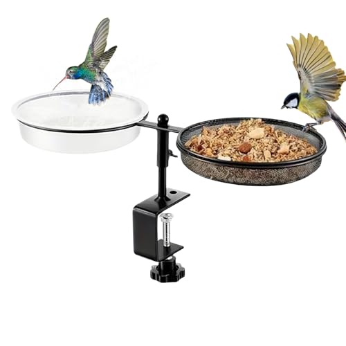 Vogeltränke Futterstation - Garten Vogeltränke | Abnehmbare Futterschale | Klemm-Wasserbecken | Sittich Kolibri Wasserschale Outdoor Zubehör Garten & Combo von Generisch