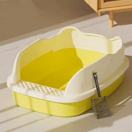 Vollständig geöffnete große und kleine Katzentoilette, Katzentoilette, Katzentoilette, Spritzschutz, Gelb Vollständig geöffnete große und kleine Katzentoilette, Katzentoilette, Katzentoilette, Spritzschutz, Gelb von Generisch