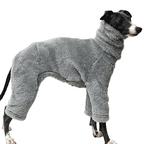 Warmer Fleece-Hunde-Pyjama, Ganzkörper-Rollkragen-Einteiler für italienische Windhunde und Whippet, weicher Pullover, Wintermantel für kaltes Wetter, Haustierpullover (Grau, Größe 1) von Generisch