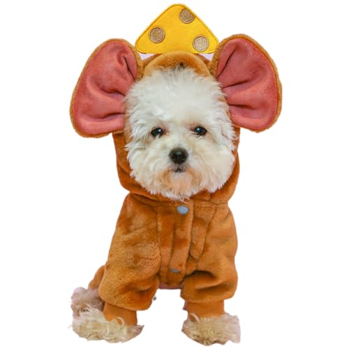 Warmes Kapuzenkostüm für Haustiere – Käse-Maus-Design mit verstellbarem Party-Cosplay-Outfit für Katzen und Hunde von Generisch