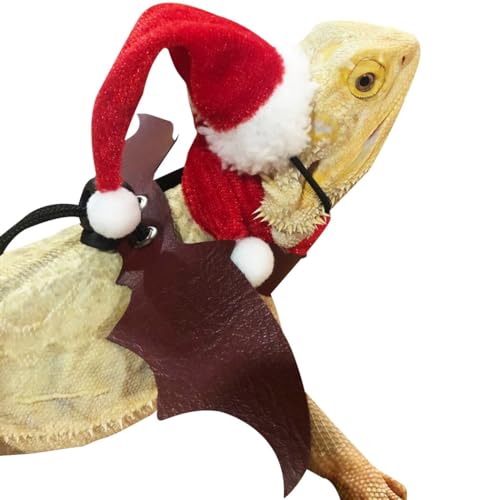 Warmes Weihnachtsmann-Outfit, Drache mit Mütze, Bart, atmungsaktiv, Eidechsen-Schal und lustige Leine, Haustier für von Generisch
