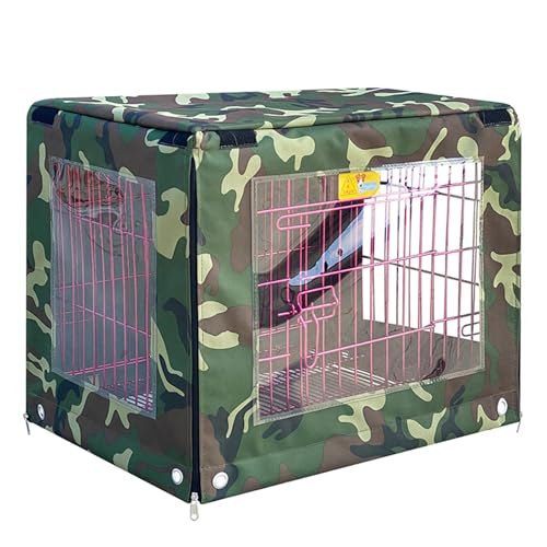 Wasserdichte Hundekäfigabdeckung - Strapazierfähiges 600D Oxford-Gewebe, atmungsaktiv, Doppeltür-Design, universelle Passform für 1-3 Tür-Drahtkisten (48-121 cm) - Haustierschutzabdeckung (Armeegrün) von Generisch