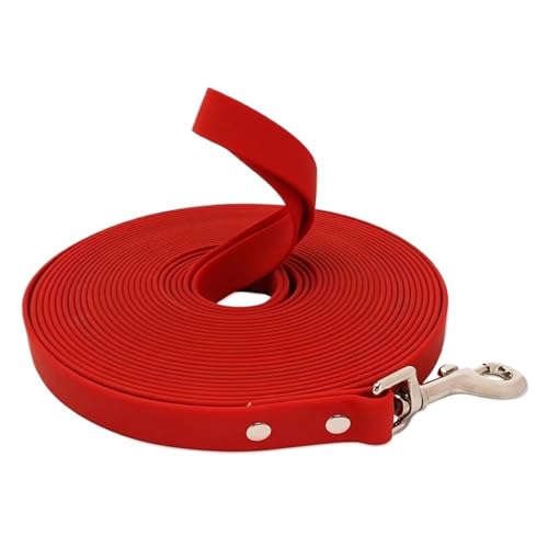 Wasserdichte Hundeleine, lang, PVC, leicht zu reinigen, für kleine, mittelgroße und große Hunde, zum Spazierengehen, 1,5 cm x 15 m, Rot von Generisch