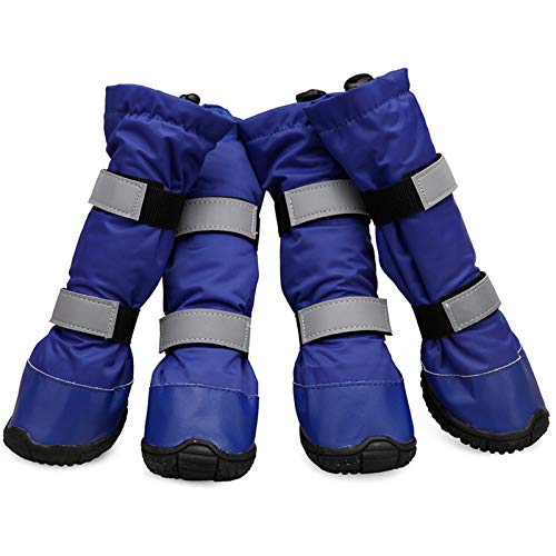 Wasserdichte Hundeschuhe – Schlupfstiefel für mittelgroße bis große Hunde, Regen Winter Schneeschuhe mit reflektierenden Streifen, Hund Outdoor Schuhe mit stabiler Anti-Rutsch-Sohle, Outdoor von Generisch