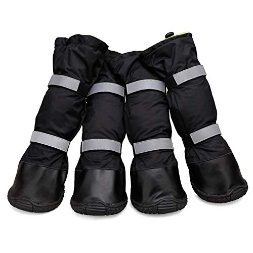 Wasserdichte Hundeschuhe – Schlupfstiefel für mittelgroße bis große Hunde, Regen Winter Schneeschuhe mit reflektierenden Streifen, Hund Outdoor Schuhe mit stabiler Anti-Rutsch-Sohle, Outdoor von Generisch