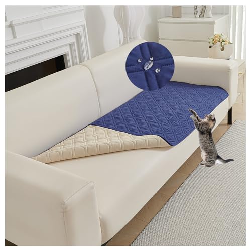 Wasserdichte Tagesdecke, tierhaarbeständiger Bezug für Hunde und Katzen, waschbar, wendbar, kratzfest, Möbelschutz (Blau, 75 x 127 cm) von Generisch