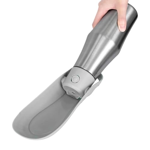 Wasserflasche für Hunde auf Spaziergängen – auslaufsicherer Wassernapfspender, 750 ml, Edelstahl, tragbarer Behälterspender mit Schüssel für Wandern, Camping, Reisen, Katze von Generisch
