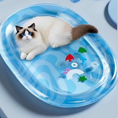 Wassermatte für Katzen, Hundewasserspielmatte, Baby-Wassermatte, PVC-verdickte sensorische kühle Matratze, Komfort, aufblasbar, für kleine, mittelgroße Tiere, Kätzchen, Zubehör von Generisch
