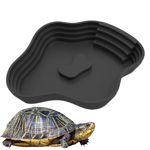 Wasserschale für Reptilienbehälter, Reptilienwasserschale,Turtle Feeding Plate | Schildkrötenbad Badewanne Futter und Wasserschale mit Rampe für Gecko Echse Habitat Decoration Accessoires von Generisch