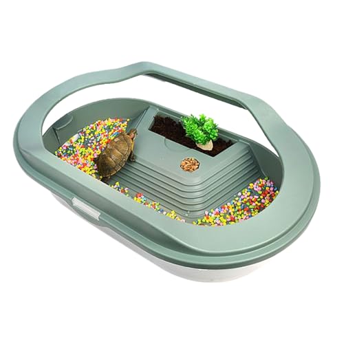 Wasserschildkröten-Terrarium – Schildkröten-Terrarium – Basking Stage Bottom Drainage Brutkasten Bereich Transparenter Deckel für Einsiedlerkrebse kleine Reptilien Einsiedler Krebse Wasserschildkröten-Terrarium – Schildkröten-Terrarium – Basking Stage Bottom Drainage Brutkasten Bereich Transparenter Deckel für Einsiedlerkrebse kleine Reptilien Einsiedler Krebse von Generisch