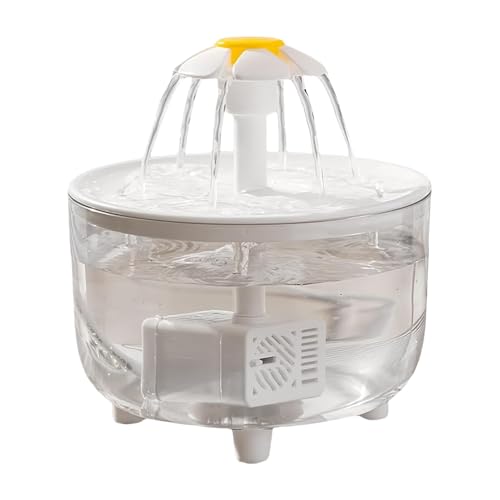 Wasserspender für Katzen, 15 x 15 x 16 cm, automatischer elektrischer Blumen-Spender mit großem Wassertank und tiefer Filtration, leise, gesunde Haustier-Trinkschale für Kätzchen, Hunde, 1000 ml von Generisch