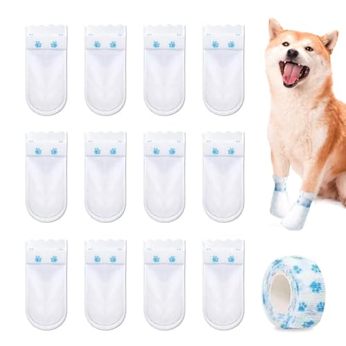 Waterproof Dog Booties, 12x Dog Boots Paw Protectors, 7.3x15.5cm Adorable Secure Fit with Adhesive Bandage, Paw Socks Protector for Outdoor Walking, Rain, Snow Protection Waterproof Dog Booties, 12x Dog Boots Paw Protectors, 7.3x15.5cm Adorable Secure Fit with Adhesive Bandage, Paw Socks Protector for Outdoor Walking, Rain, Snow Protection von Generisch