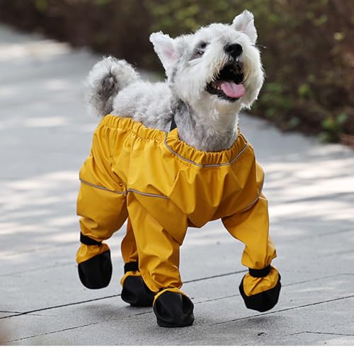 Waterproof Dog Shoes Leggings, Dirty Proof Pet Paws Protector, Anti-Dirty Dogs Pants, Reflective Pet Paw Protector for Dogs Winter Snow Rain Hiking Walking (Large,Yellow) von Generisch