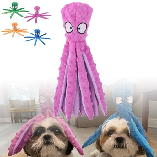 Whiskerspot Octopus Hundespielzeug Octopus Plüsch Umweltfreundliches Octopus Plüsch Hundespielzeug Interaktives Kauspielzeug für kleine, mittelgroße und große Hunde (Lila) von Generisch