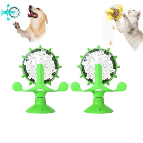 Windmühle für Lebensmittel, Futterspender für Hunde, interaktives Spielzeug, 360° drehbar, langsamer Futterspender mit starkem Saugnapf (grün/2 Stück) von Generisch