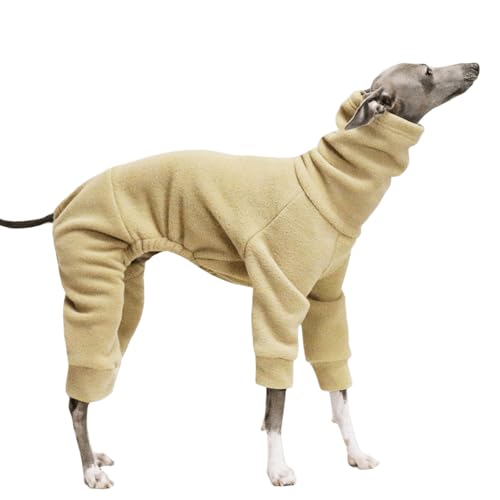 Winter-Einteiler, warm, italienischer Windhund, weicher Fleece, Rollkragen, Ganzkörper-Hunde-Overall für Whippet, Thermokleidung für Haustiere, Gelb, Größe XL von Generisch