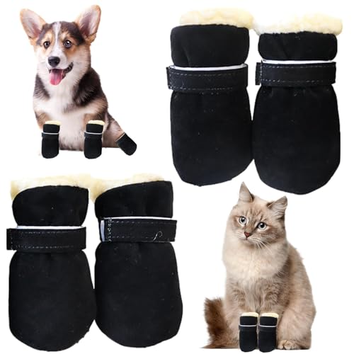 Winterstiefel für Hunde, wasserdicht, kaltes Wetter, rutschfest, verstellbar, für den Winter, bequeme, isolierte Hundeschuhe, rutschfeste -Schutzschuhe für kleine, mittelgroße und große Hunde von Generisch