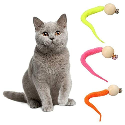 Worm Simulationsspielzeug mit Weiche Feder Glocke Heimtierbedarf Katzenspielzeug Intelligenz Entwickeln Geeignet Einziehbarer Interaktiver Katzen-Teasing-Stick ﻿ (Multicolor, One Size) von Generisch