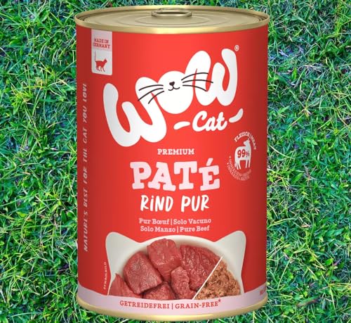 Wow Cat Paté | Katzen Premium Nassfutter | 6 Dosen | (400 g (6er Pack), Rind pur) von Generisch