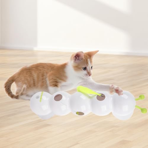 Wuselwurm Katze,Elektrisch Smart Motion Katzenspielzeug Mit Wurmdesign,Interaktives Turm Katze Spielzeug,Spielspaf An Wand & Fenster,Wurm-Design Mit FöRdert Jagdtrieb & Bewegung (White) von Generisch
