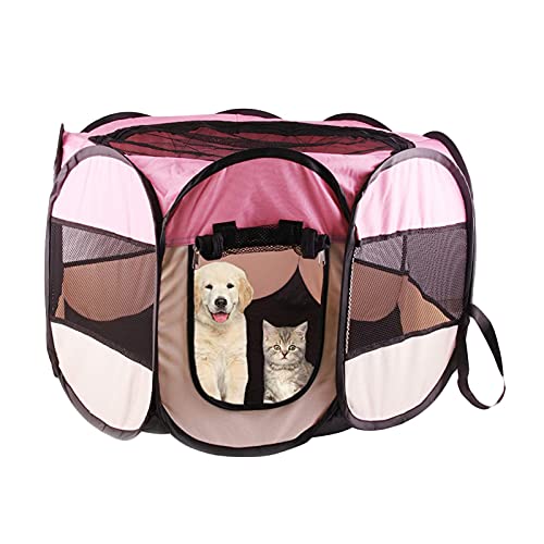 XBSXP Laufstall für Haustiere, tragbar, faltbar, vollständig geschlossen, achteckig, transparent, für Welpen, Hunde, Katzen, Kaninchen, drinnen und draußen, Reisen, Camping (Größe L: L) von Generisch