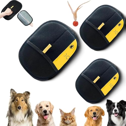 Yomi Tierhaarentferner Handschuh, Elektrostatische Tierhaarentfernungshandschuhe, Wiederverwendbare Katzen- und Hundehaarentferner, für Couch, Möbel, Teppich, Autositz (3 Stück) von Generisch