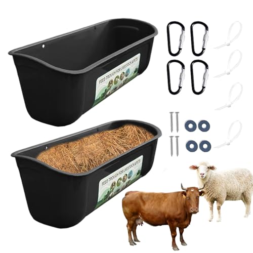 Zaunfutterstation für Hühner,Trog-Hühnerfutterstation - 2 Stück große Futter- und Tränke für Hühner,Viehfutterbehälter mit Clips, Viehfuttertrog für Hunde, Ferkel von Generisch