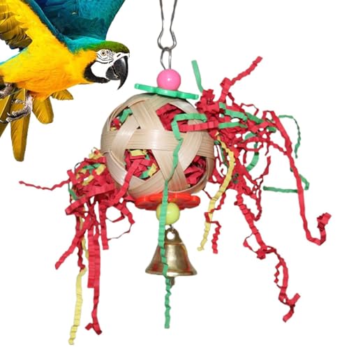 Zerkleinertes Spielzeug für Vögel,Vögel-zerkleinertes Spielzeug - Futterspielzeug für Papageien | Vogel-Kauspielzeug, Rattan-Kugel, Vogelschredder-Spielzeug mit Glocke, geeignet für Sittiche, Papageie Zerkleinertes Spielzeug für Vögel,Vögel-zerkleinertes Spielzeug - Futterspielzeug für Papageien | Vogel-Kauspielzeug, Rattan-Kugel, Vogelschredder-Spielzeug mit Glocke, geeignet für Sittiche, Papageie von Generisch