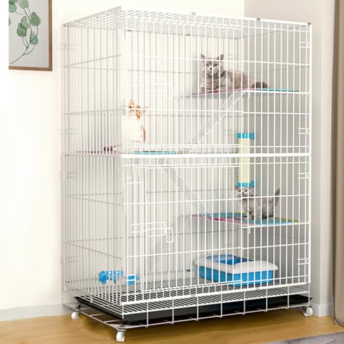 Zusammenklappbarer Katzenkäfig mit 360°C-Rädern, Indoor-Katzengehege mit Plattformen und Leiter, DIY Laufstall mit herausnehmbarem Tablett für einfache Reinigung Zusammenklappbarer Katzenkäfig mit 360°C-Rädern, Indoor-Katzengehege mit Plattformen und Leiter, DIY Laufstall mit herausnehmbarem Tablett für einfache Reinigung von Generisch
