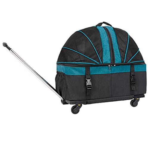 Zusammenklappbarer Katzenrucksack mit abnehmbaren Rädern, atmungsaktives Netz-Design für bequeme Haustierreisen, einfach zu handhaben, geräumige Tragetasche von Generisch