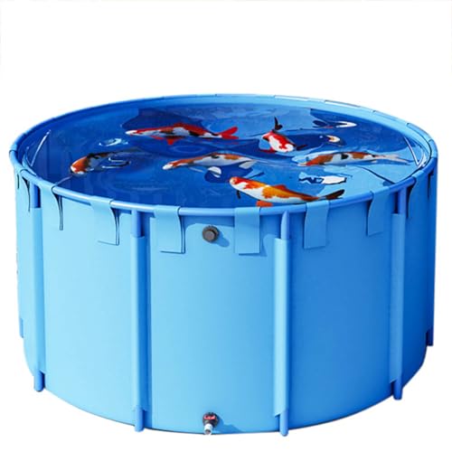 Zusammenklappbarer runder Fischpool, strapazierfähiges PVC-Gewebe mit Stützrahmen, wasserdicht für Innen- und Außenbereich, Koi und Teichfische von Generisch