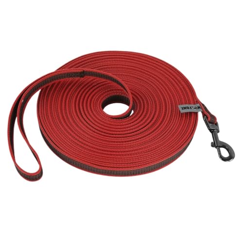 Zweifarbige Hundeleine – Längen 1,5 m/2 m/3 m/5 m/15 m für einfaches Training und Spazierengehen (LS Rot, 15 m) von Generisch