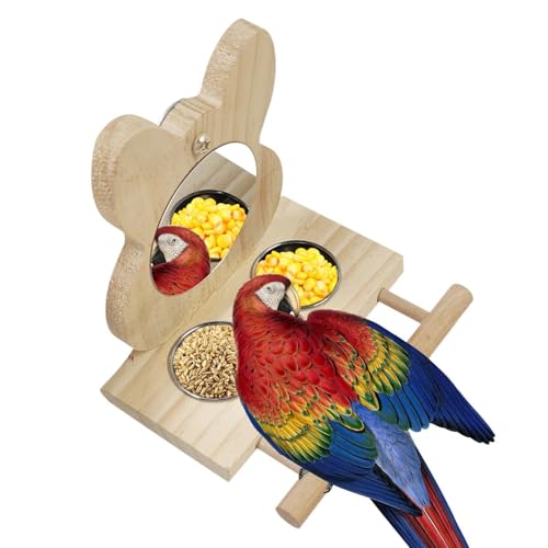 vogelspiegel barsch vogelspiegel barsch ständer barsch - papageienfütterung stehendes spielzeug für vögel käfigspiegel fütterung futtermittel barsch p von Generisch