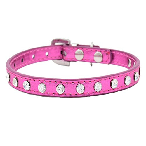 Generisches Hundehalsband PU Leder Halsbänder Bling Strass XXS XS für kleine Hunde Welpen Chihuahua Halsumfang verstellbar, Rosa XXS Generisches Hundehalsband PU Leder Halsbänder Bling Strass XXS XS für kleine Hunde Welpen Chihuahua Halsumfang verstellbar, Rosa XXS von Generisches