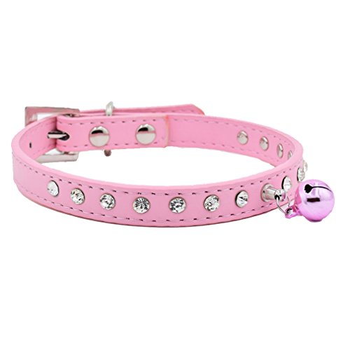 Generisches Hundehalsband aus Leder PU Halsbänder in XS S für kleine Hunde Welpen mit Strass Glocke 1.5cm Breit 18-34cm Verstellbar 8 Farben Wählbar Rosa Lila Blau schwarz usw, Pink S Generisches Hundehalsband aus Leder PU Halsbänder in XS S für kleine Hunde Welpen mit Strass Glocke 1.5cm Breit 18-34cm Verstellbar 8 Farben Wählbar Rosa Lila Blau schwarz usw, Pink S von Generisches