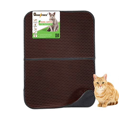 Genieforce® TC8 Katzenmatte Katzenklo Matte, Katzenstreumatte, faltbar, Waben Doppelschicht Design, Wasserdicht, urinsichere Auffangmatte für Katzentoiletten. [75 x 55,5cm] (Kaffeebraun) von Genieforce